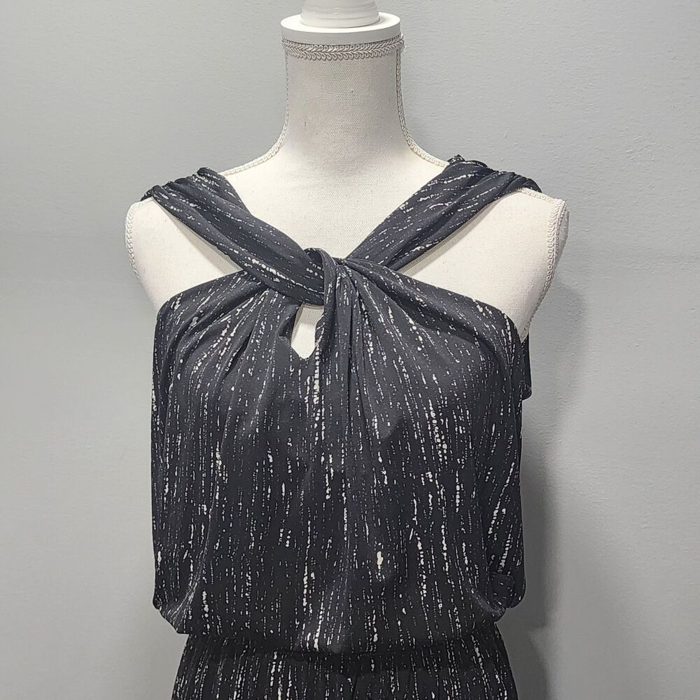 Max Studio Women's Criss Cross Neckline Mini Dress, Black & Cream Sizes Medium - Picture 3 of 7